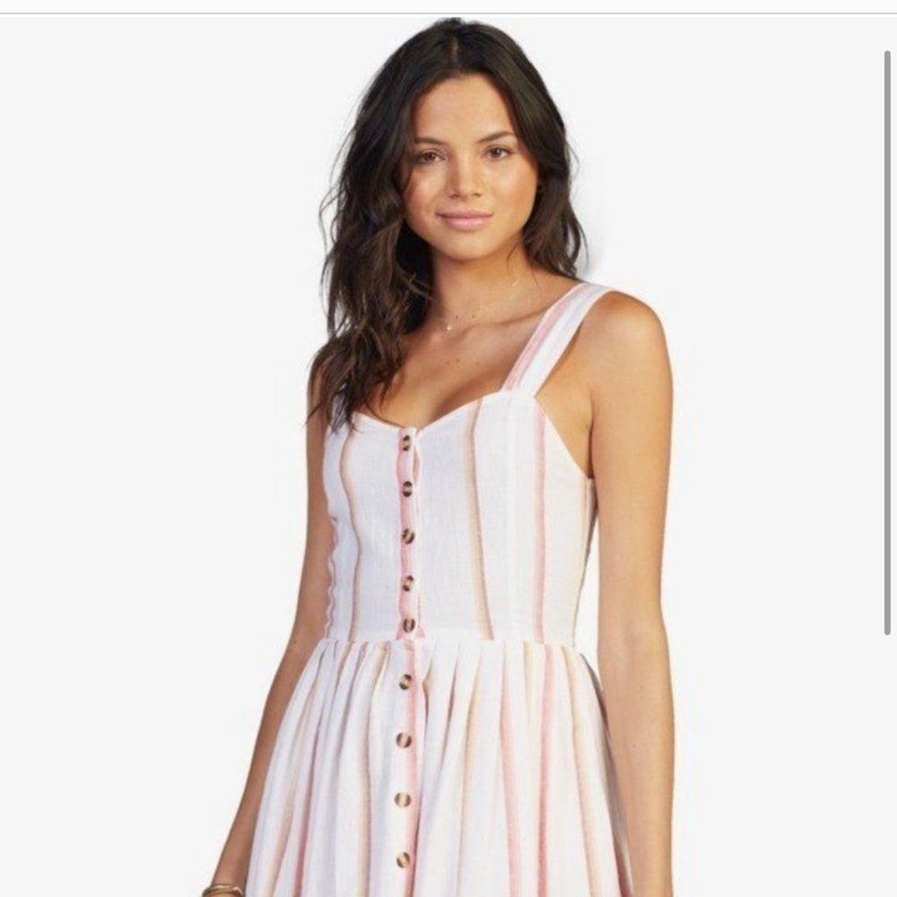NWT Roxy striped linen fit and flare dress Size L - Picture 2 of 13
